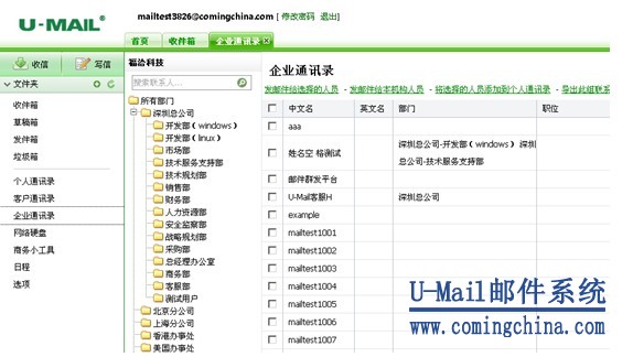 U-Mail的郵件列表功能